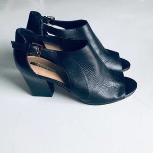 Tahari 'Going' Open Toe Black Leather Bootie SZ 8